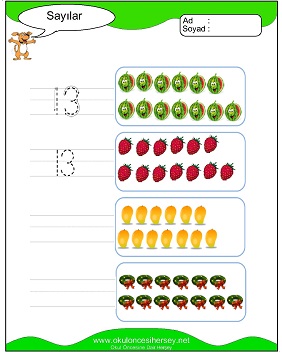 okul öncesi 1 sayısı çizgi çalışması
